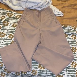 Zara High-Waisted Tan Cigarette Cropped Pants